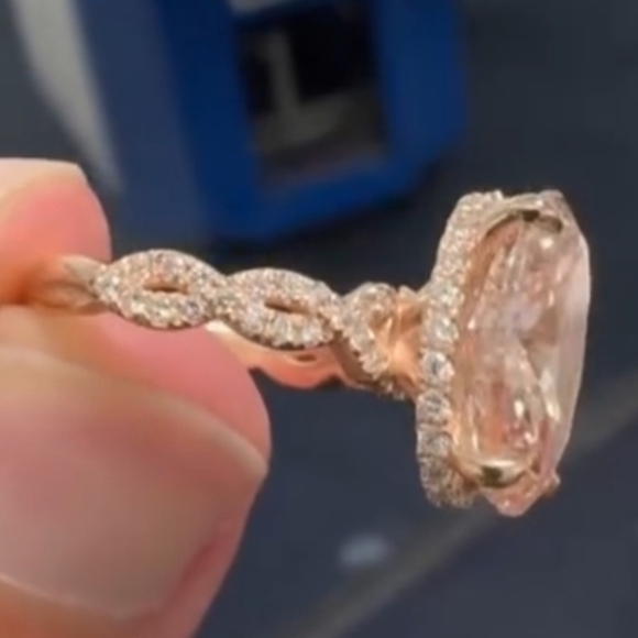 7.27ct 14k Rose Gold Custom Designed Pink Lab Diamond Engagement Ring Size 5 ✨💍 - Picture 8 of 10